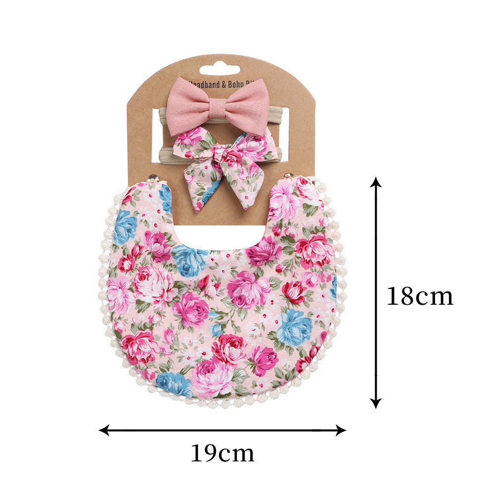Adorable Solid Color Children's Double Sided Bib and Headband Set