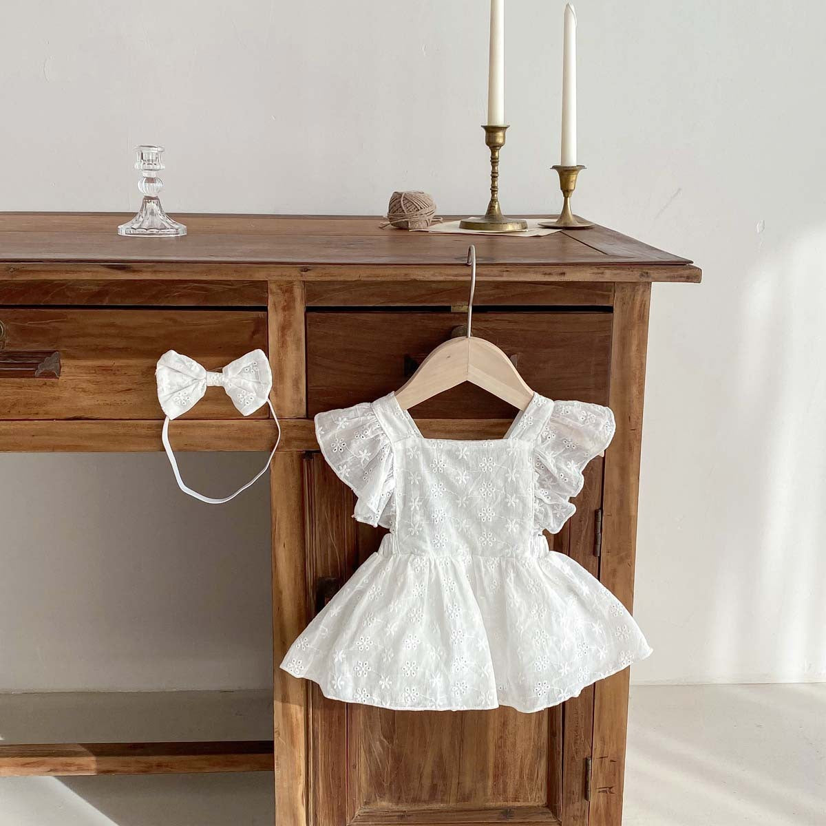 Adorable Baby Girl Ruffled Sleeve Lace Princess Romper Dress