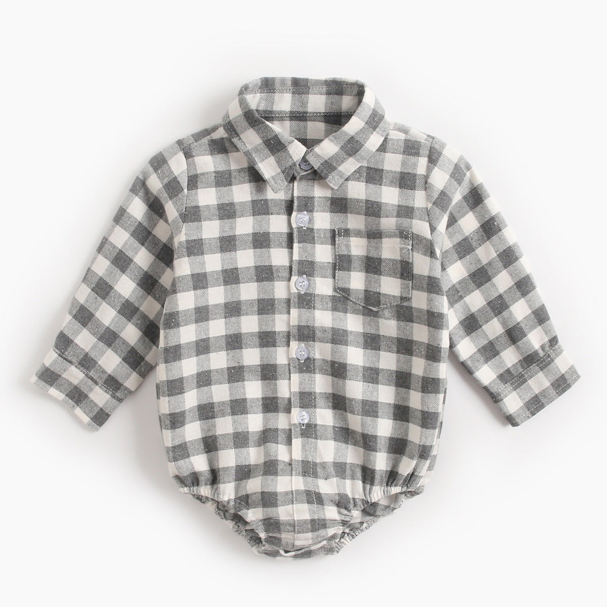 Plaid Perfection: Infant Boy Romper for Stylish Autumn and Winter Wear