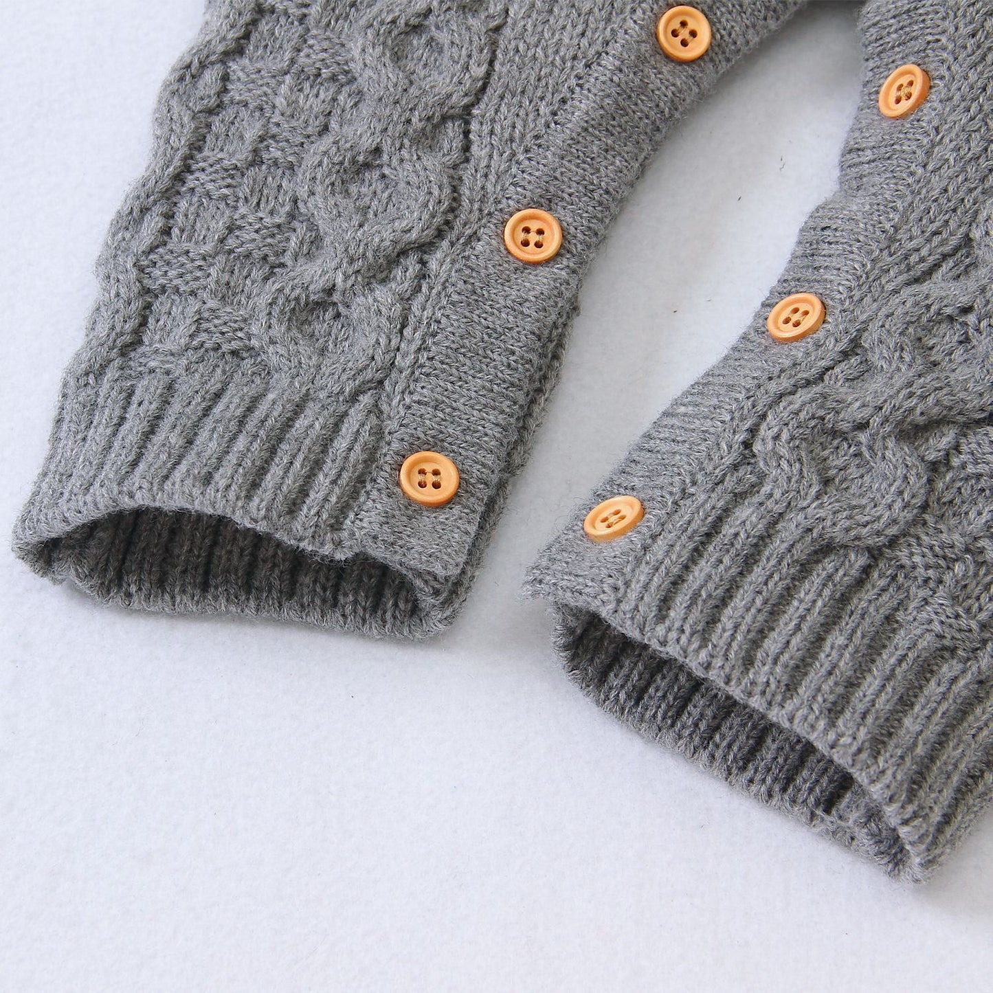 Cozy and Stylish: Knitted Solid Color Baby Jumpsuit for Comfortable Wear