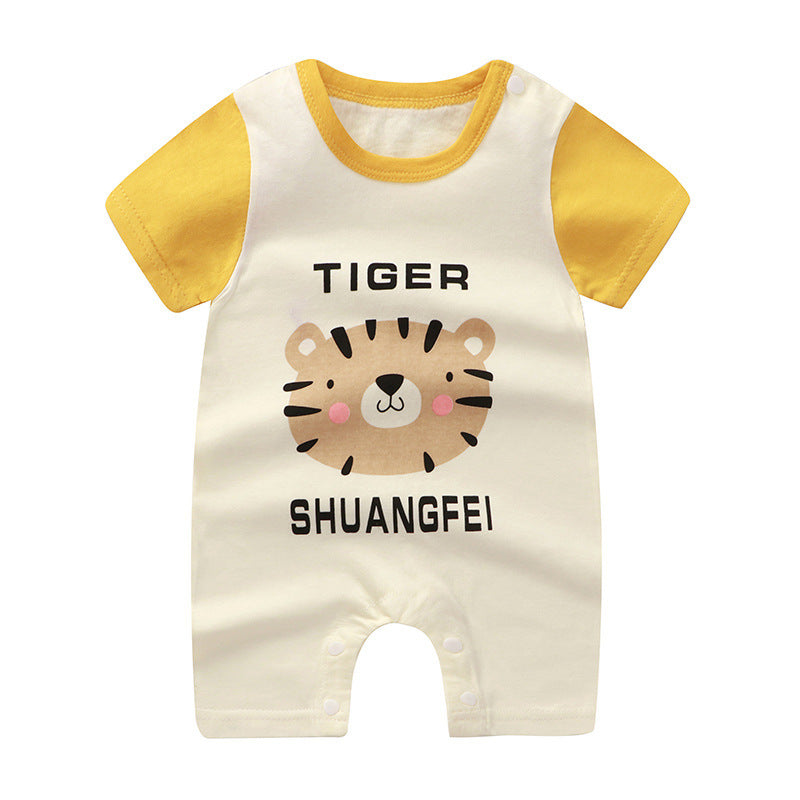Adorable Cartoon Printed Baby Cotton Pullover Romper - Soft and Comfy