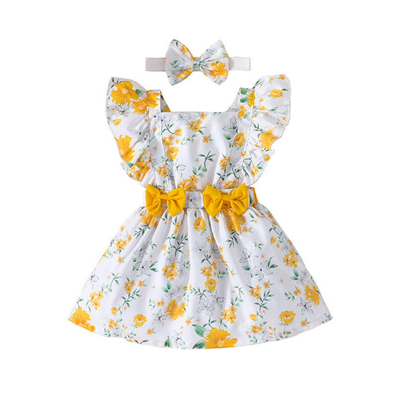 Adorable Baby Girl Floral Printed Romper with Matching Headband – Perfect Summer Outfit