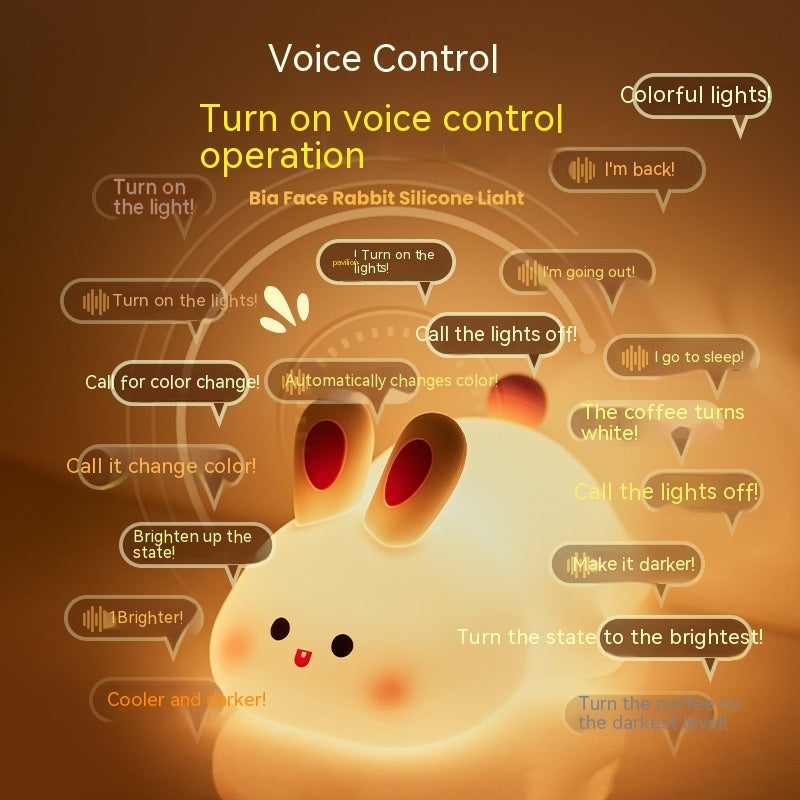 Adorable LED Touch Sensor Night Light - Big Face Rabbit Silicone Lamp for Kids' Room, Christmas Gift, and Home Decor