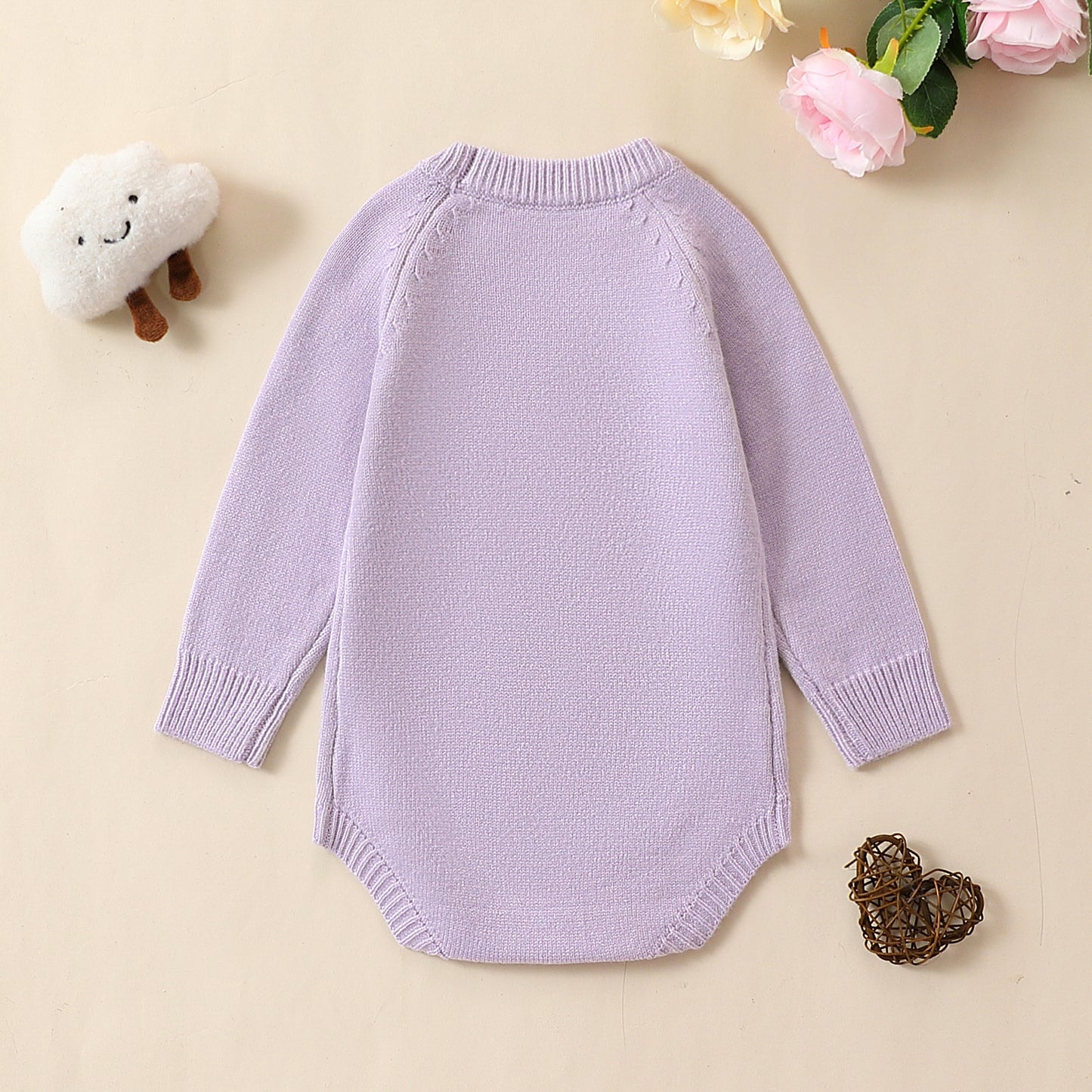 Charming Autumn Floral Embroidered Baby Romper – Cozy and Stylish Outfit