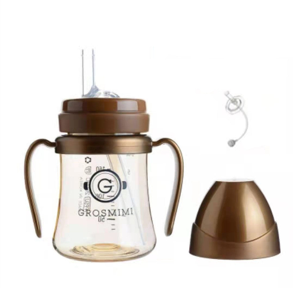 Discover Grosmimi's Eco-Friendly Korean Drinking Straw Bottle: Leak-Proof & Choke-Proof 300ml Capacity