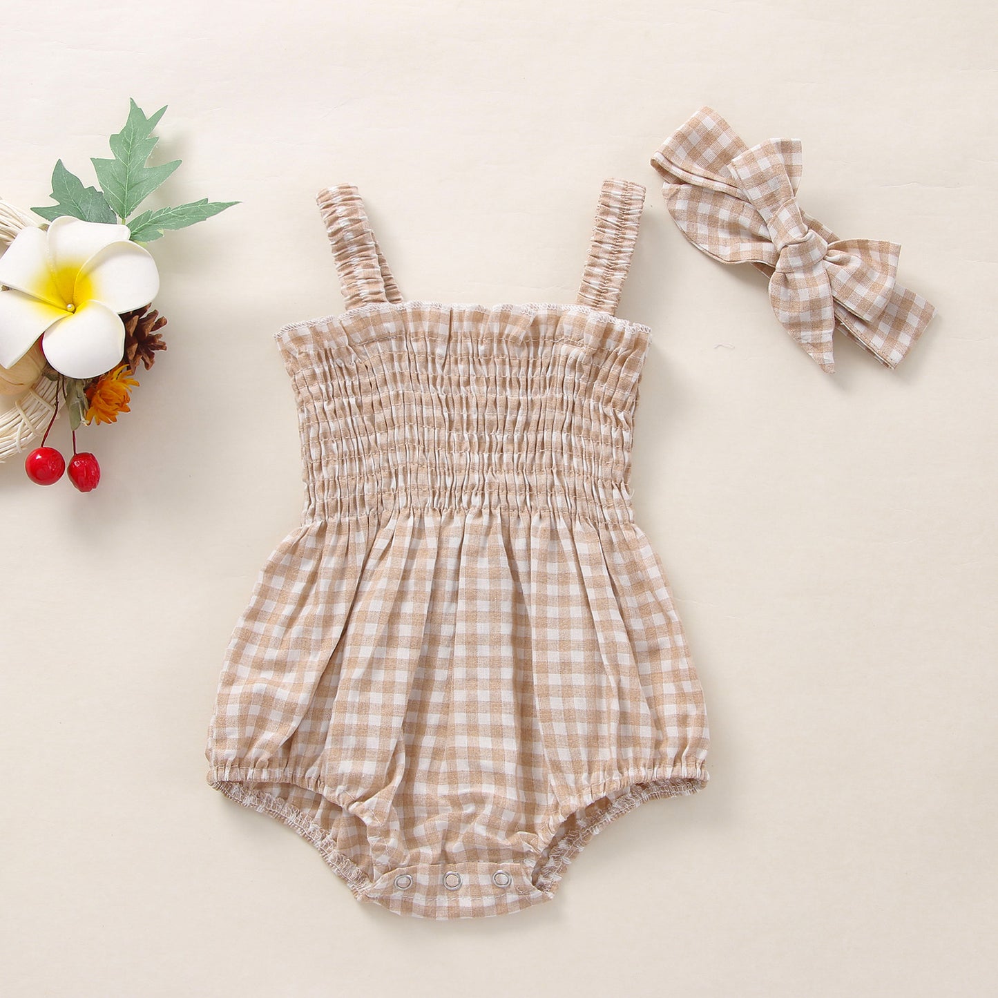 Adorable Infant Baby Girls' 2-Piece Summer Outfits: Sleeveless Frill Smock Set