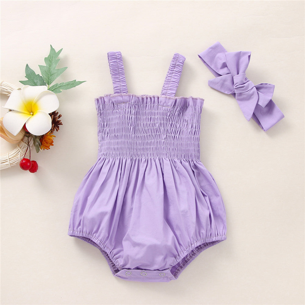 Adorable Infant Baby Girls' 2-Piece Summer Outfits: Sleeveless Frill Smock Set