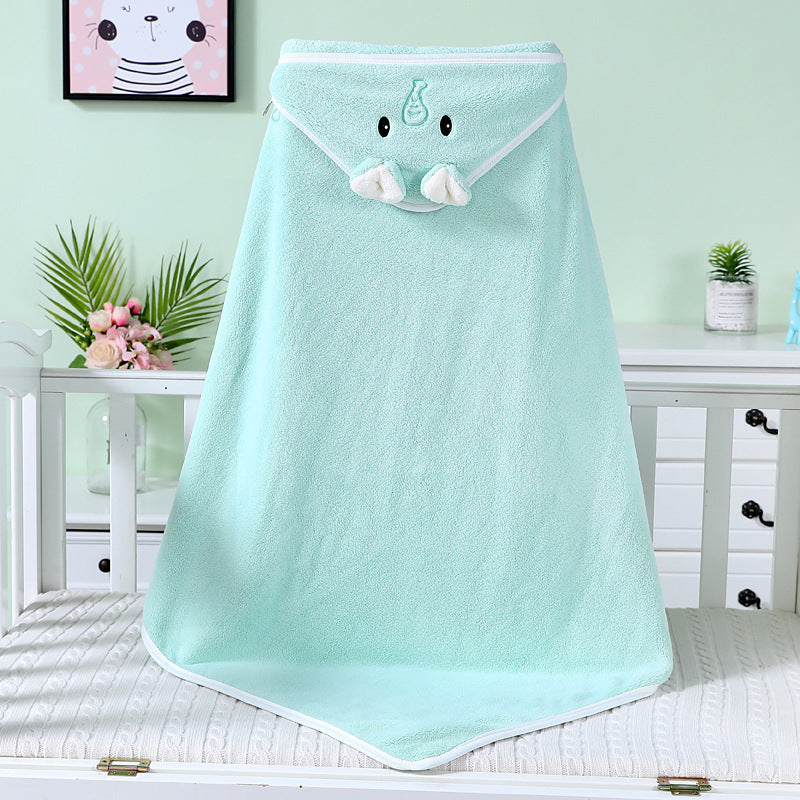 Cozy and Absorbent Coral Fleece Baby Bath Towel Bathrobe for Gentle Bath Time