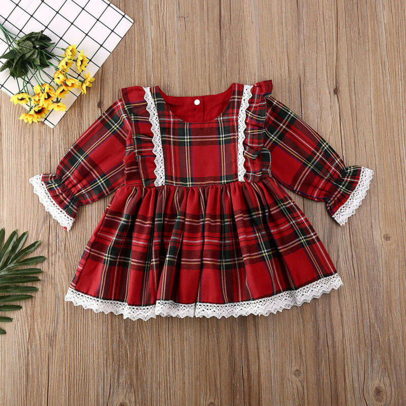 Toddler & Baby Girls Christmas Red Lace Dress – Elegant Holiday Party Dress for Kids