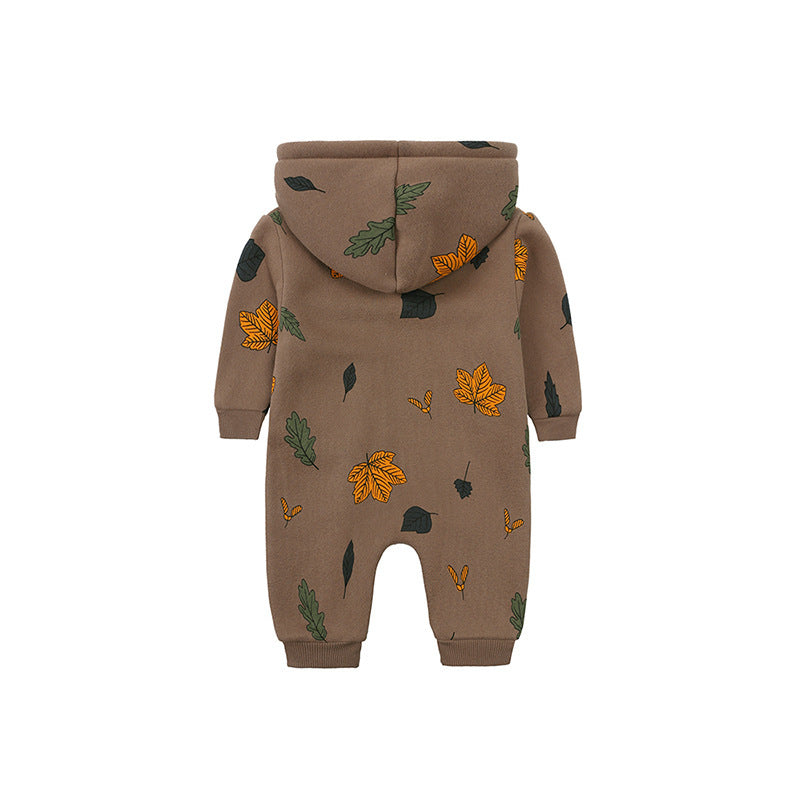 Fashion Hooded Baby Long Sleeve Fleece Jumpsuit | Cozy Infant Wear