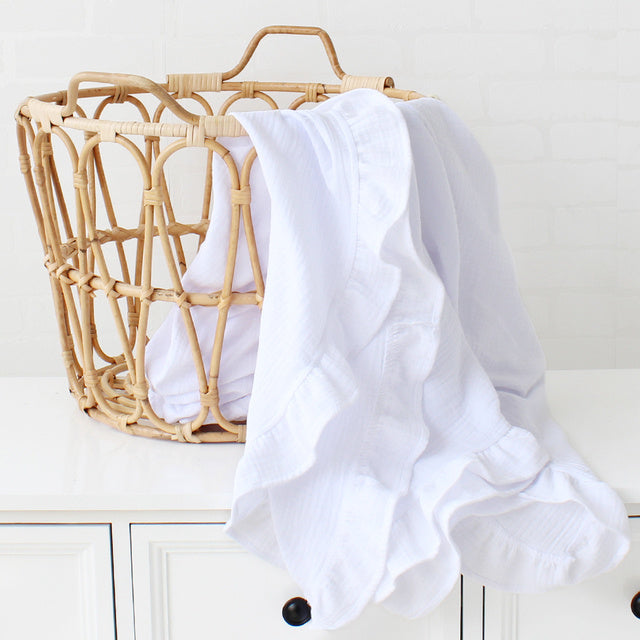 Newborn Baby Blanket with Ruffle Detail: Adorable and Soft Infant Bedding