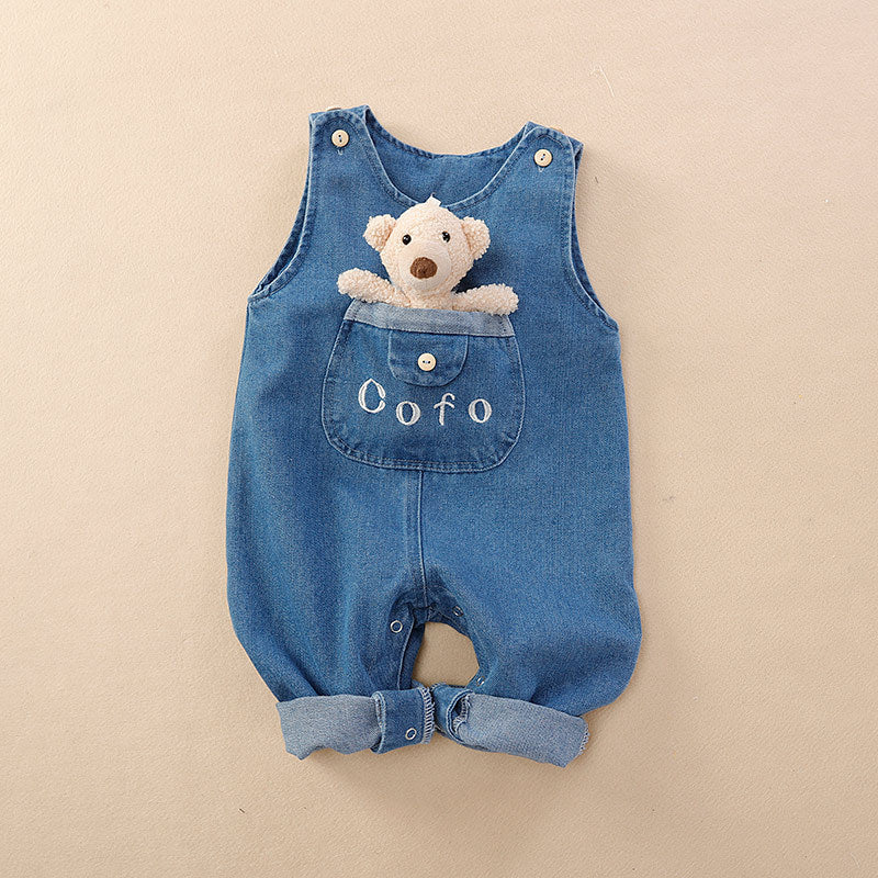 Stylish Baby Leotard Outwear: Fashionable Suspender Outer Wear Jeans for Your Little Trendsetter!