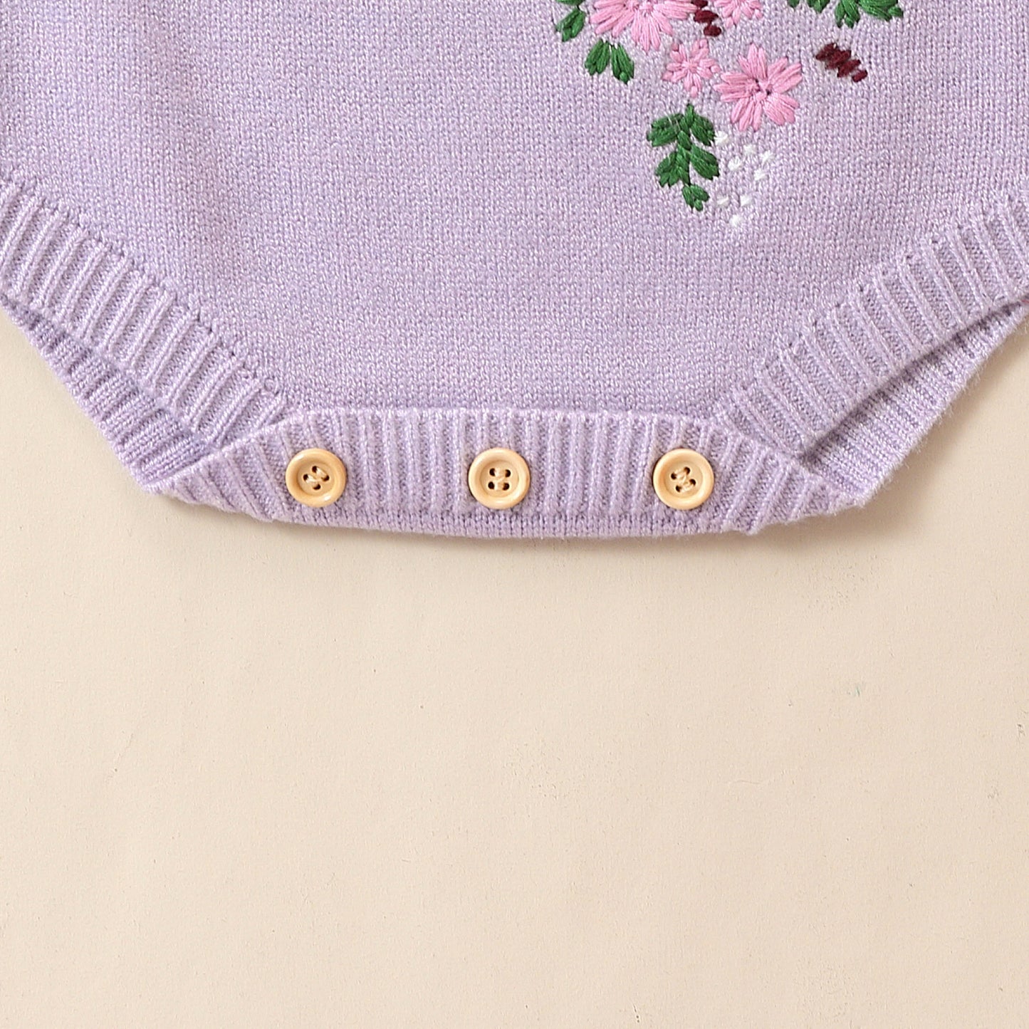 Charming Autumn Floral Embroidered Baby Romper – Cozy and Stylish Outfit