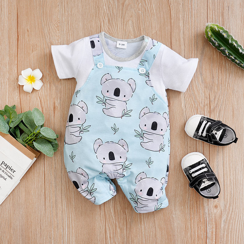 Adorable Summer Koala Print Baby Jumpsuit