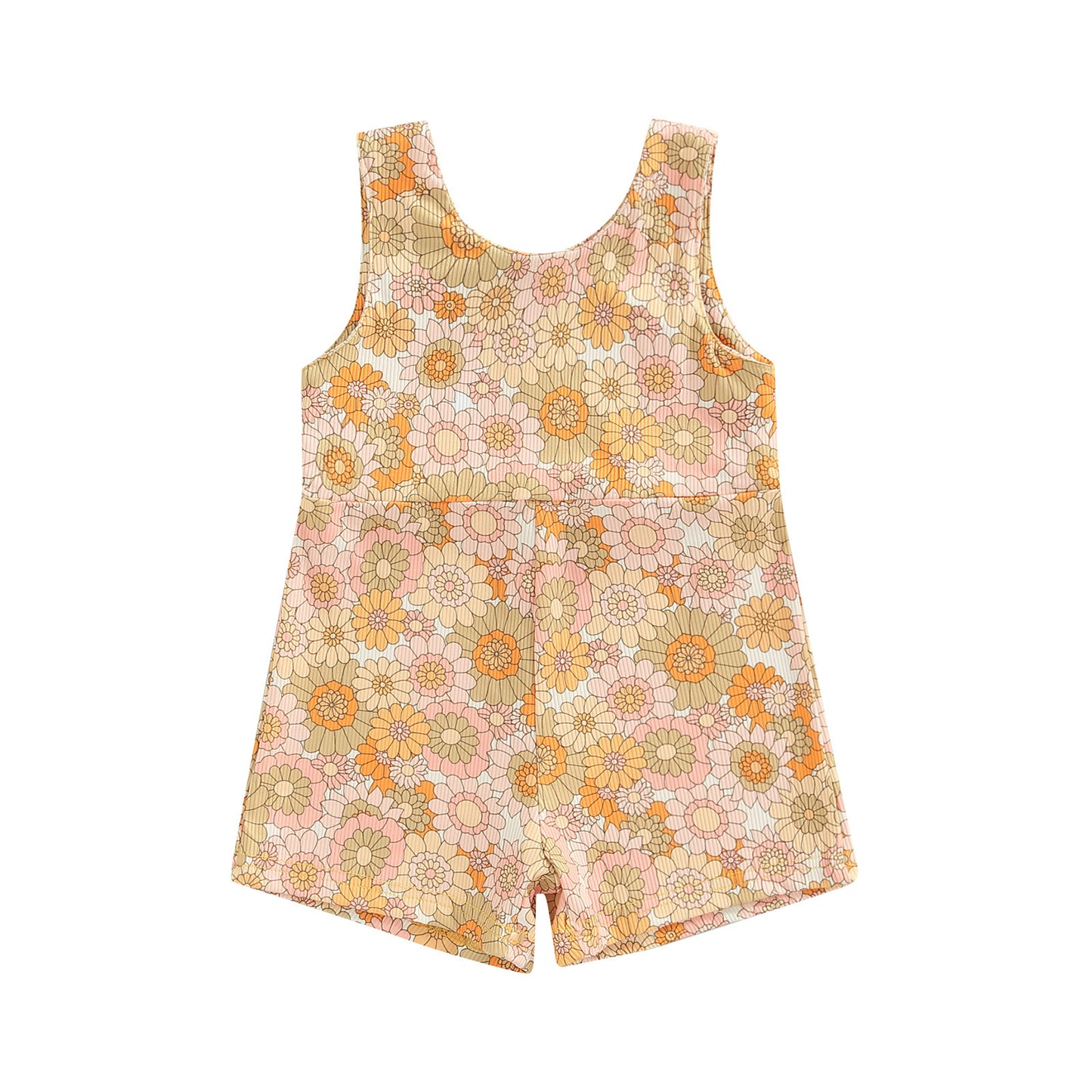 Colorful Sleeveless Printed Rainbow Sunken Stripe Flower Jumpsuit