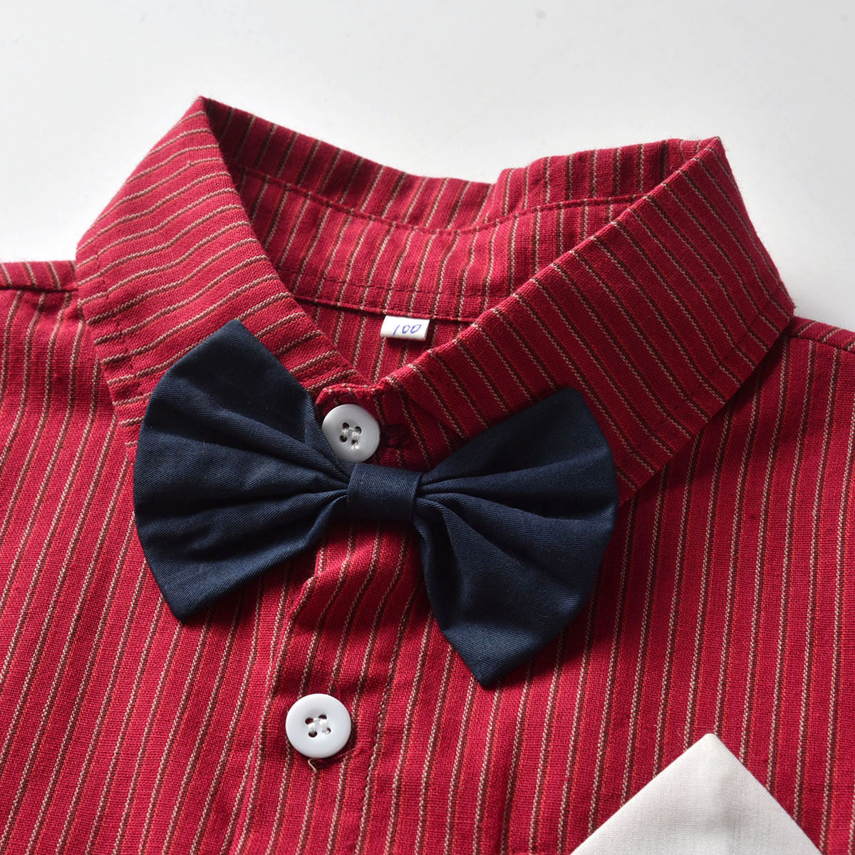 Baby Summer Striped Romper with Bow Tie