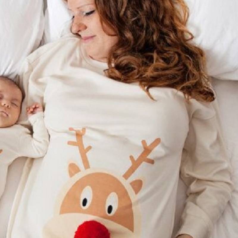 Sweet Christmas Deer Printed Mother and Baby Matching Rompers