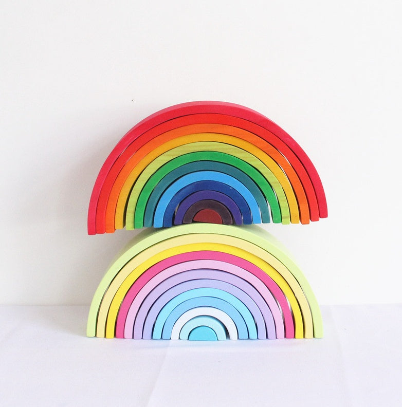 Colorful Learning Adventure: Large 12-Piece Arch Bridge Rainbow Building Blocks Jigsaw Puzzle - Early Childhood Education Toy