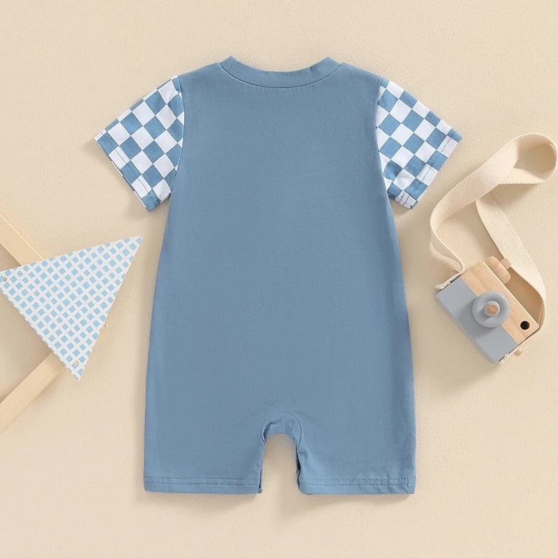Plaid Printed Short Sleeve Rompers for Boys and Girls: Stylish Comfort