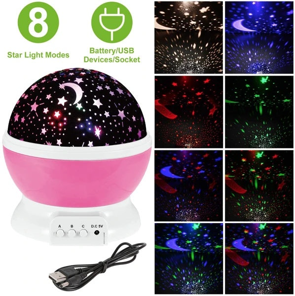LED Star Sky Projector Night Light – Rotating Starry Lamp for Kids’ Bedroom or Nursery