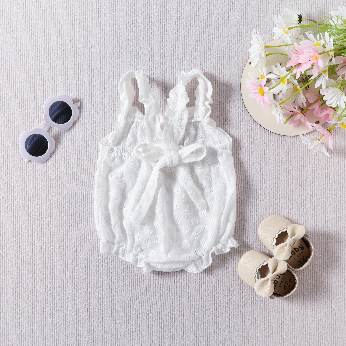 Adorable Floral Sleeveless Baby Girl Romper