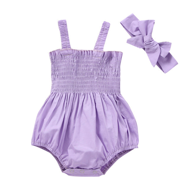 Adorable Infant Baby Girls' 2-Piece Summer Outfits: Sleeveless Frill Smock Set