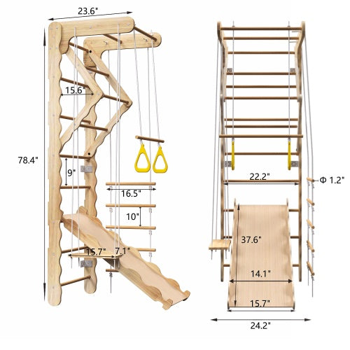 Toddler Indoor Climbing Toy – Foldable Pikler Triangle Set with Climbing Ladder & Gym Ramp