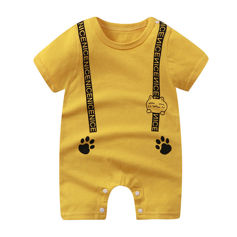 Adorable Cartoon Printed Baby Cotton Pullover Romper - Soft and Comfy