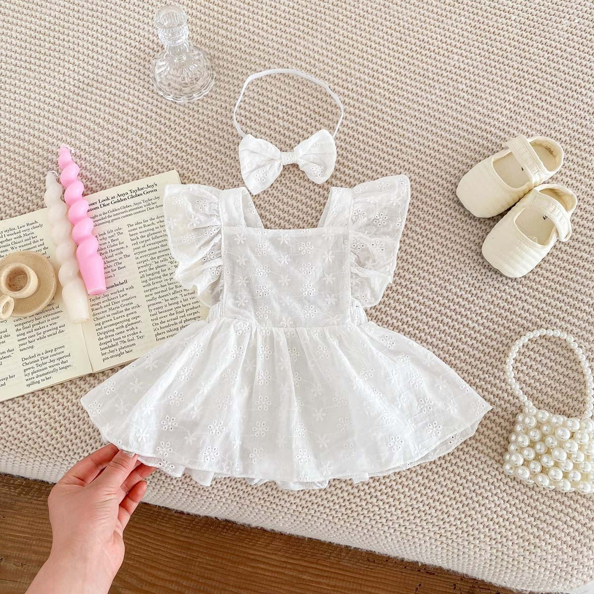 Adorable Baby Girl Ruffled Sleeve Lace Princess Romper Dress