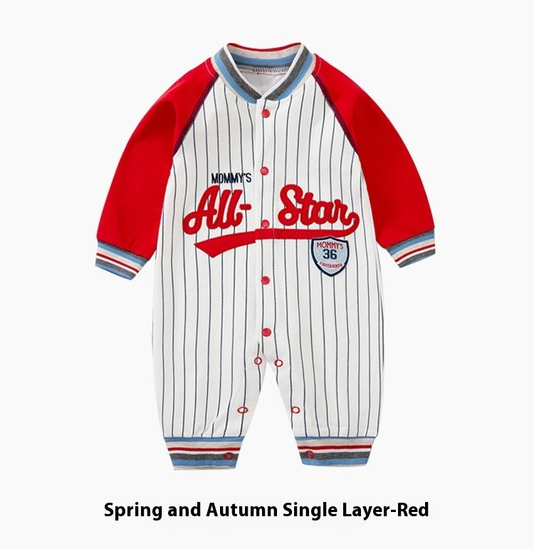 Adorable Baby Jumpsuits: Long Sleeve Baseball Uniform Pure Cotton Rompers