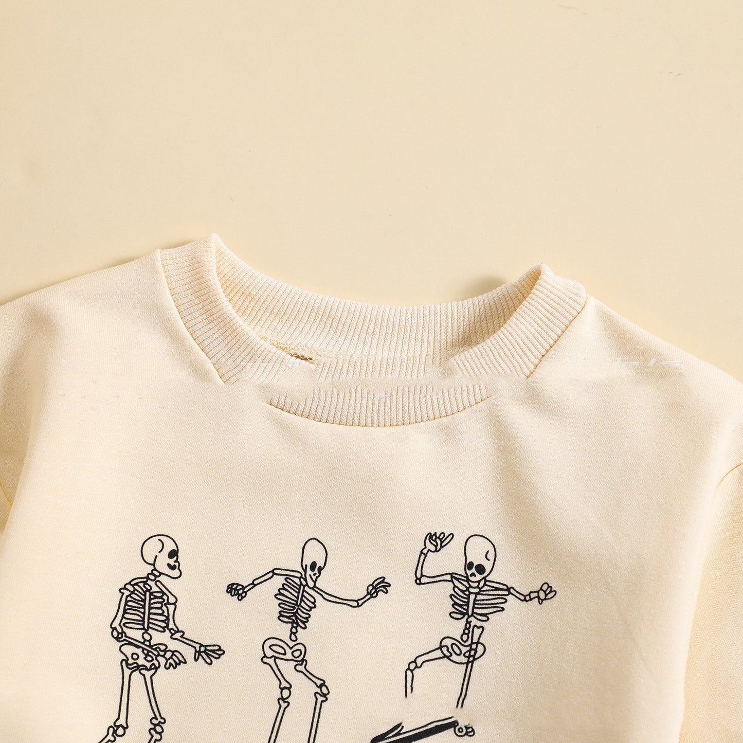 Skeleton Print Solid Color Newborn One-piece Sweater Romper: Warmth with a Spooky Twist