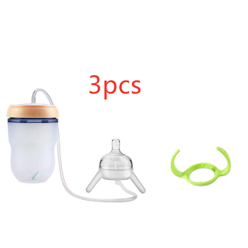 Easy Transition: Silicone Sippy Feeding Bottle for Children's Training Cups