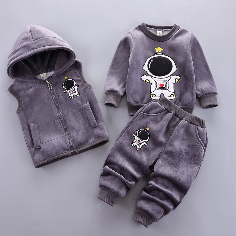 Adorable Baby Printed Hooded Sleeveless Vest Sweater and Trouser Set: Perfect for Your Little One's Comfort and Style