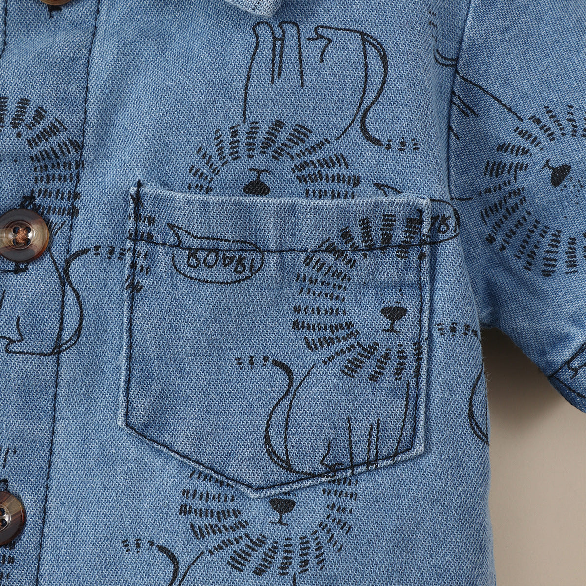 Boy's Lion Printed Denim Jumpsuit - Stylish and Durable