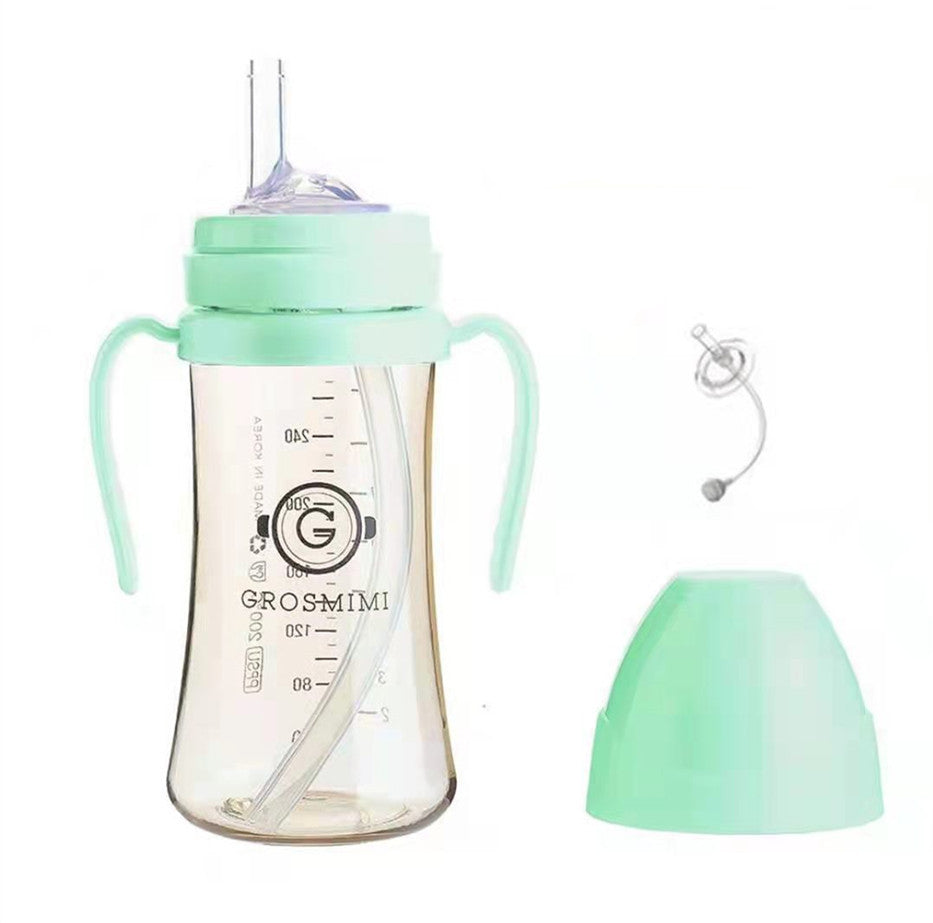 Discover Grosmimi's Eco-Friendly Korean Drinking Straw Bottle: Leak-Proof & Choke-Proof 300ml Capacity