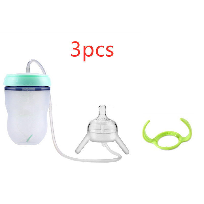 Easy Transition: Silicone Sippy Feeding Bottle for Children's Training Cups