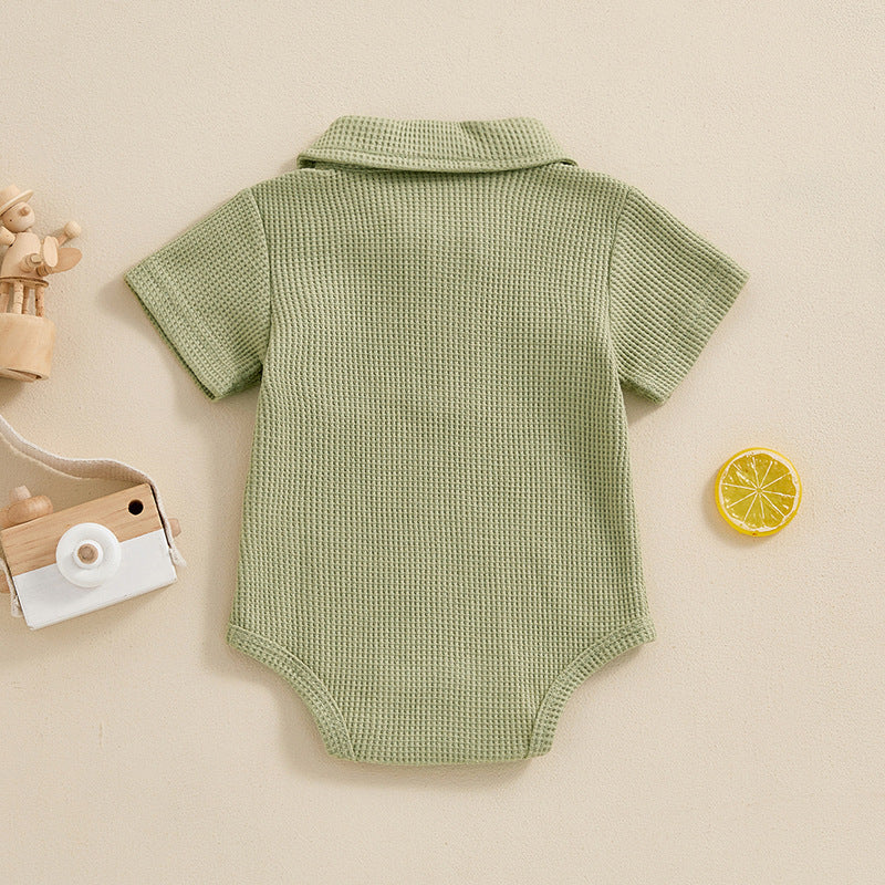 Stylish Baby Collared Waffle Jumpsuit - Fashionable Infant Casual Wear