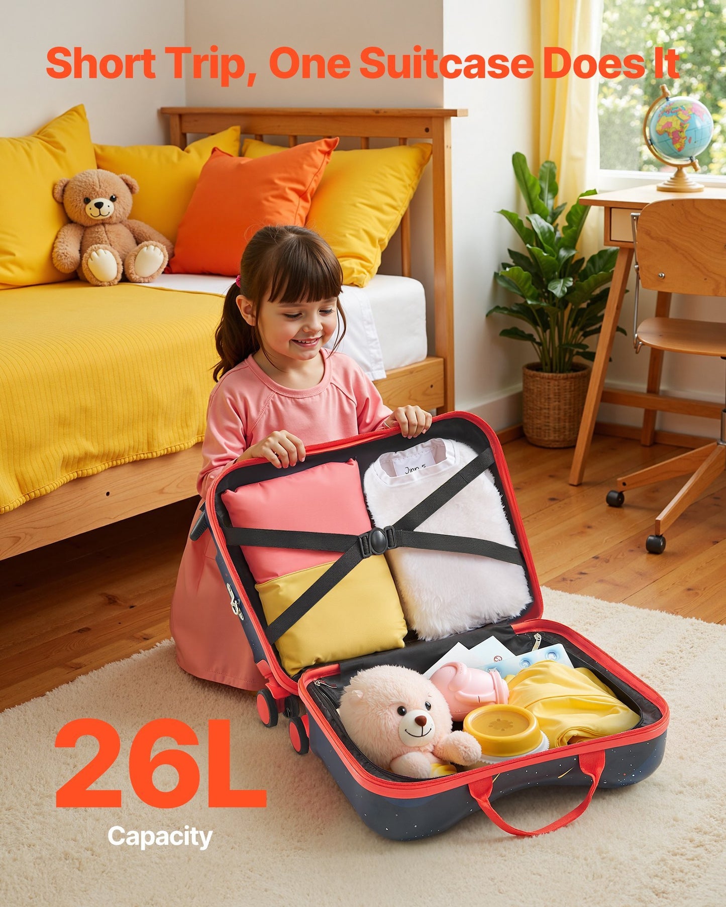 18-Inch Ride-On Kids Scooter Luggage – Lightweight Suitcase with Wheels