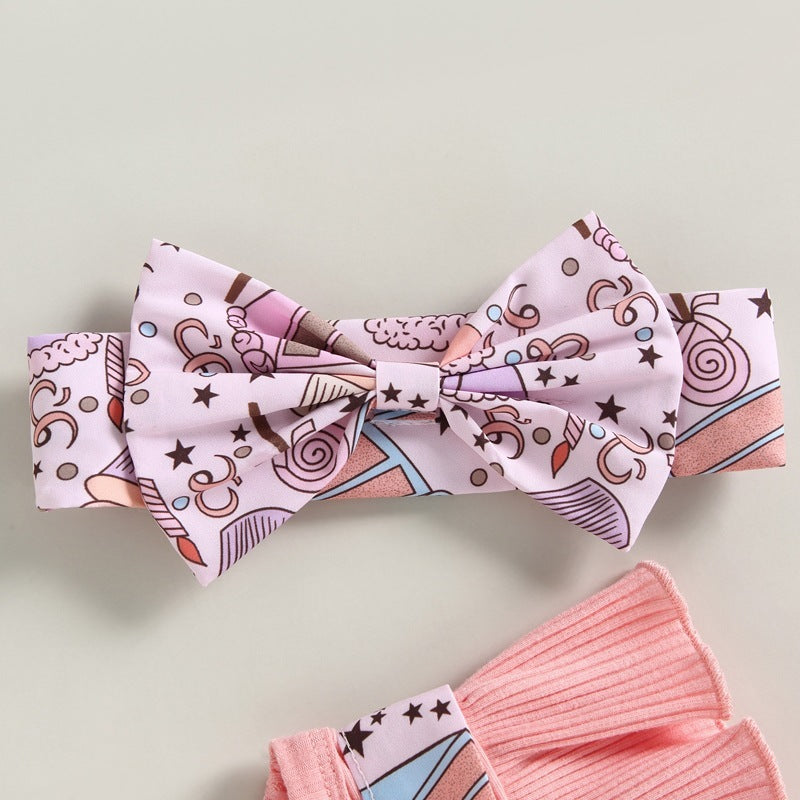 Baby Floral Ruffle Sleeve Bow Strap One-piece Romper