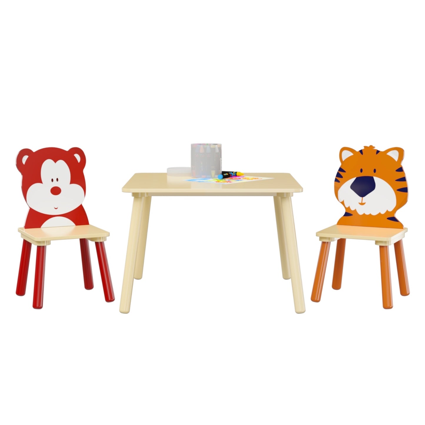 3-Piece Kids Wooden Table & Chair Set – Toddler Activity Play Furniture