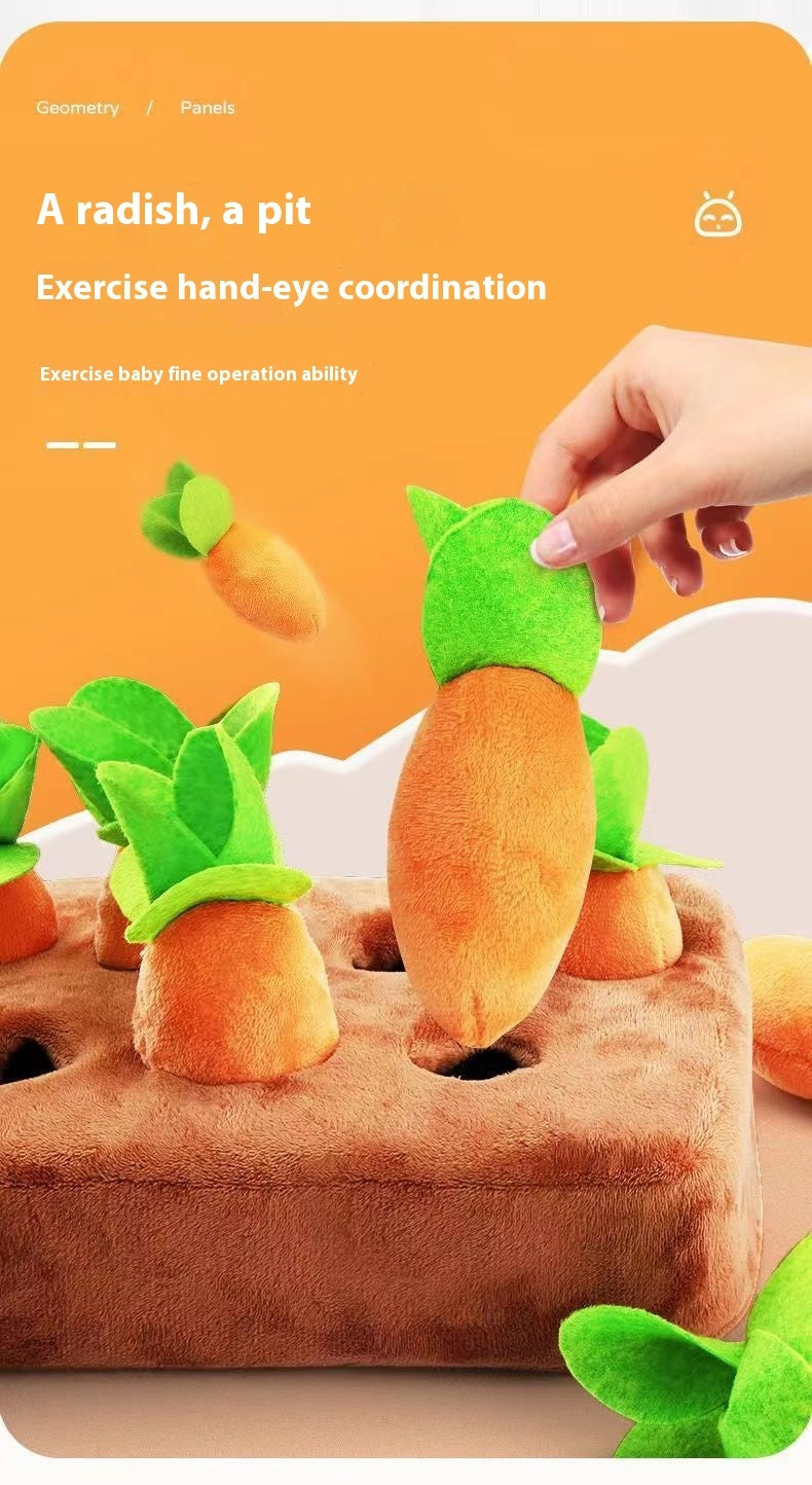 Interactive Baby Pulling Radishes Plush Toy for Action-Packed Fun and Biteable Training