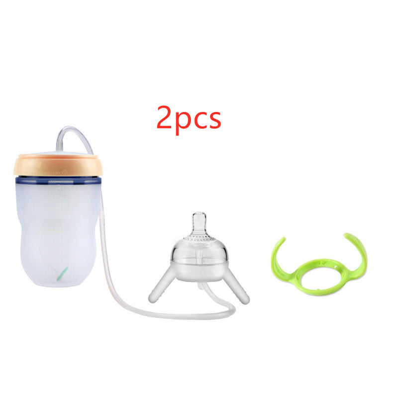 Easy Transition: Silicone Sippy Feeding Bottle for Children's Training Cups