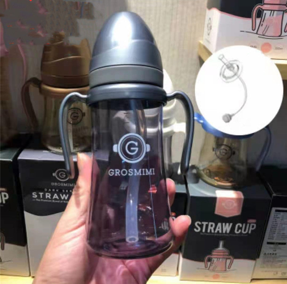 Discover Grosmimi's Eco-Friendly Korean Drinking Straw Bottle: Leak-Proof & Choke-Proof 300ml Capacity