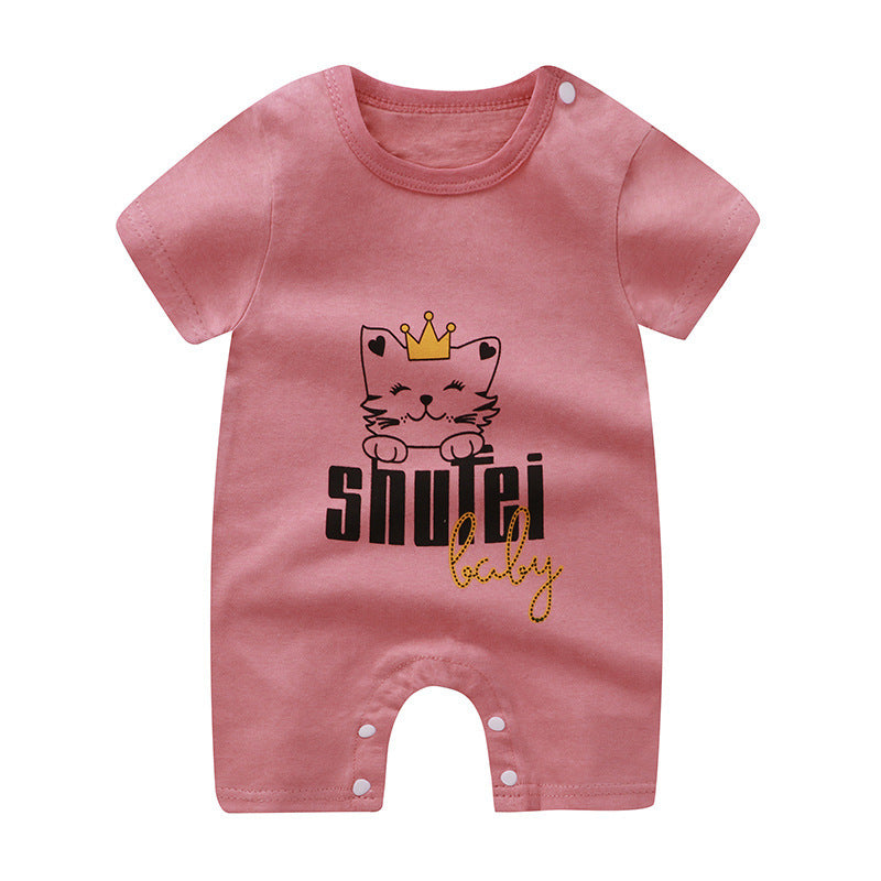 Adorable Cartoon Printed Baby Cotton Pullover Romper - Soft and Comfy