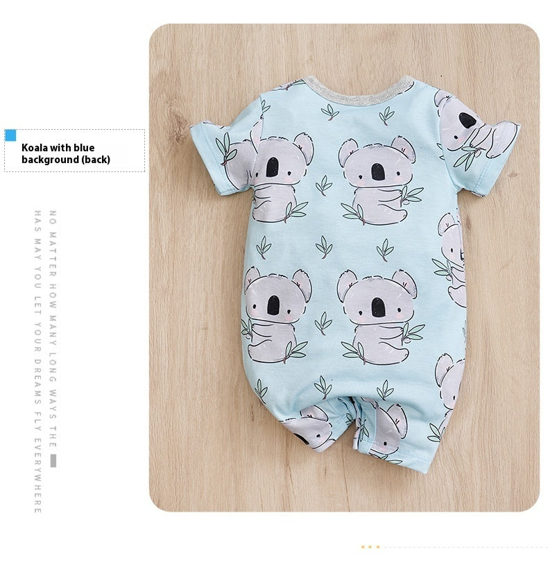 Adorable Summer Koala Print Baby Jumpsuit