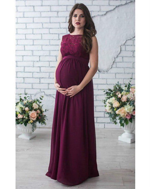 Elegant Lace Sleeveless Maternity Dress for Stylish Comfort