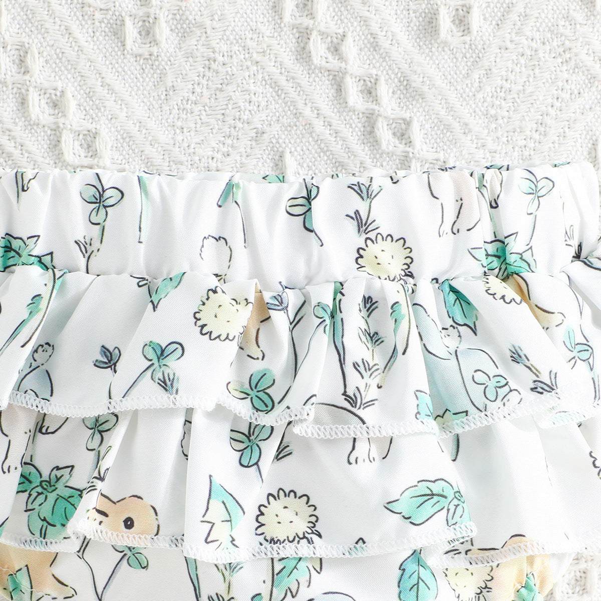 Adorable Summer Baby Girl Romper and Bloomers with Button Chest Design