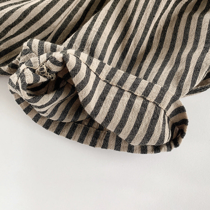 Summer Children's Cotton and Linen Vertical Striped Shorts - Lightweight and Stylish