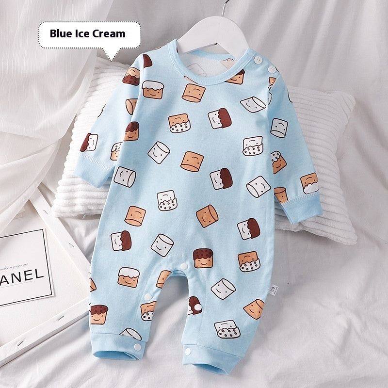 Printed Autumn Cotton Baby Romper | Cozy & Cute Infant Wear