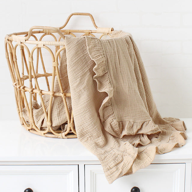 Newborn Baby Blanket with Ruffle Detail: Adorable and Soft Infant Bedding